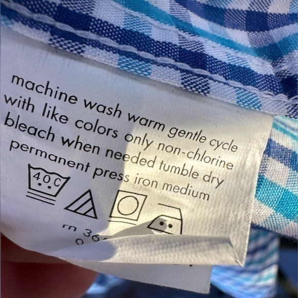 Izod Men’s Long Sleeve Classic Fit Stretch Casual Shirt (Navy & Teal Check) - Picture 6 of 6